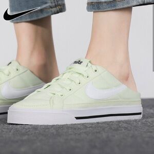 NIKE | Court Legacy canvas slip on mules sneakers lime/wht